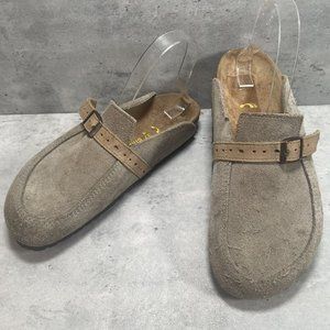 Birkenstock Shoes Womens Size 37 (6.5) Eaton Tan Suede Leather Clog Mule Slip On